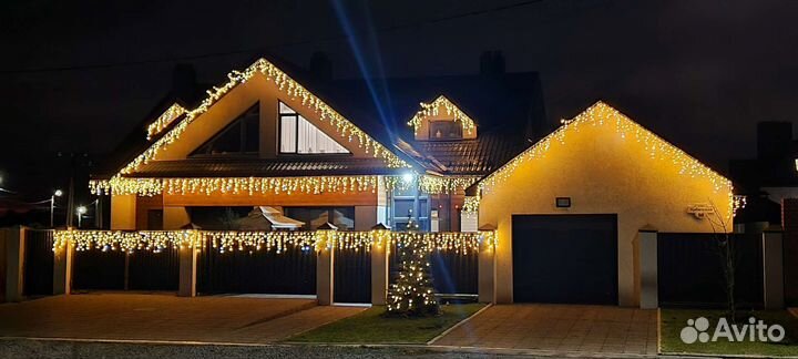 Украшение домов гирляндами