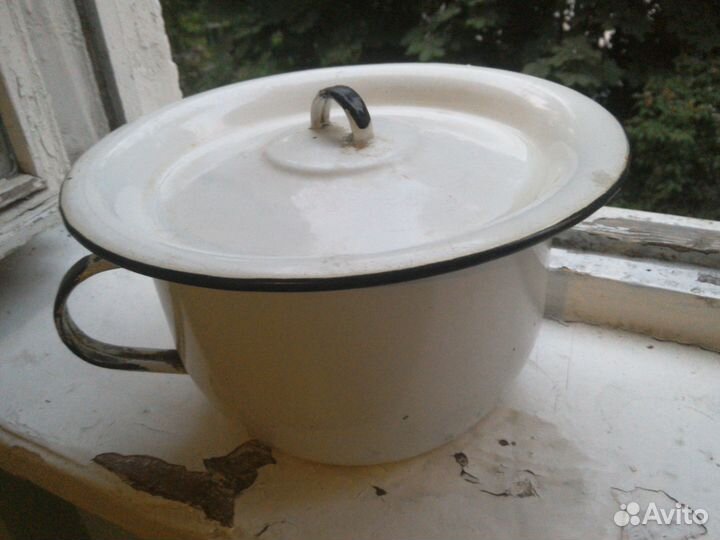 Горшок ночной эмалированный стальной с крышкой 2шт