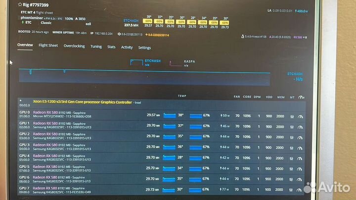 Видеокарта rx 580 8gb 8шт + тушка