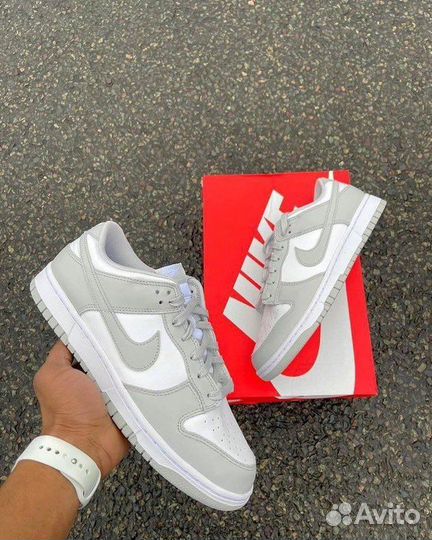 Кроссовки nike dunk low grey fog
