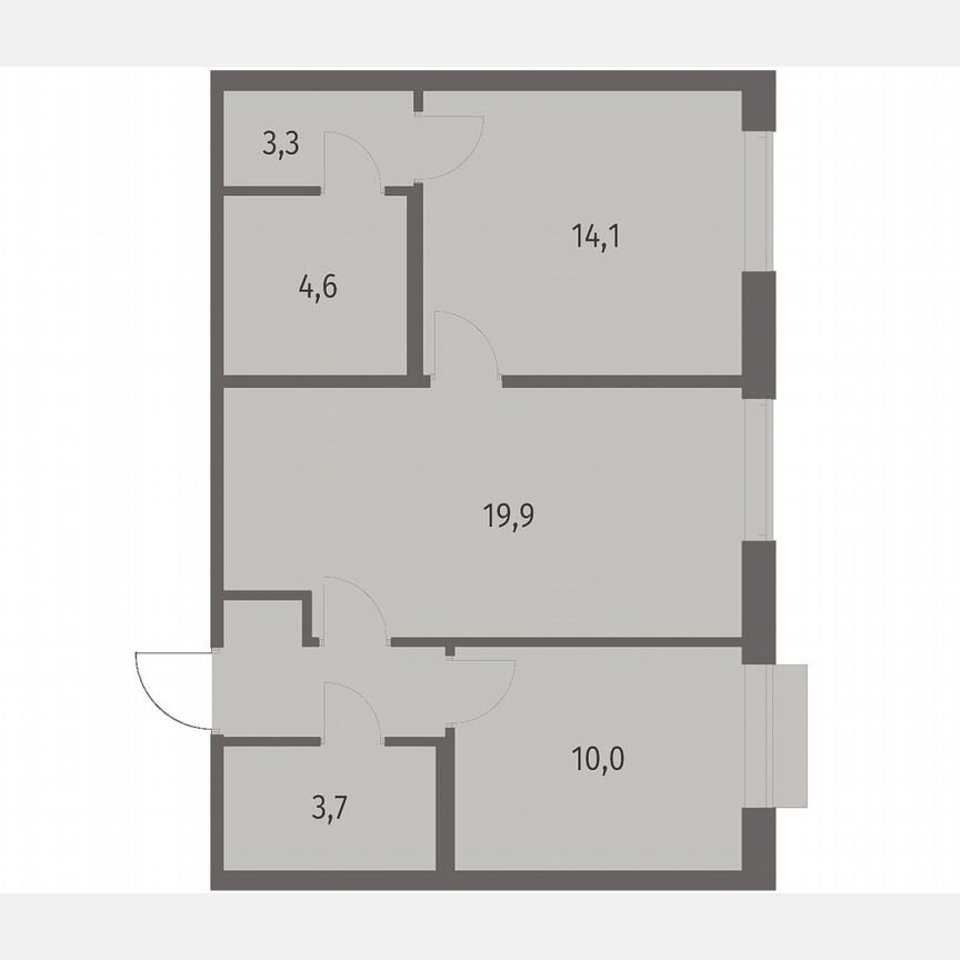2-к. квартира, 59,3 м², 10/12 эт.