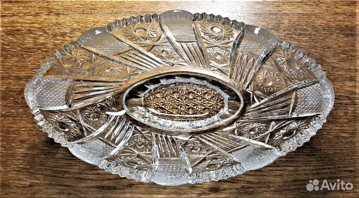 Ваза салатник ладья хрустальная большая СССР