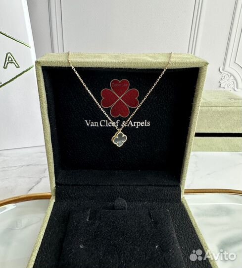 Колье Ван Клиф Van cleef золото клевер оникс