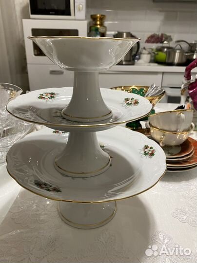 Вазы на ножке 3 шт. Kahla Германия Разборная Горка