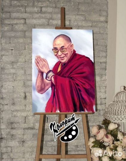 Портрет Далай Ламы на холсте 40х50см