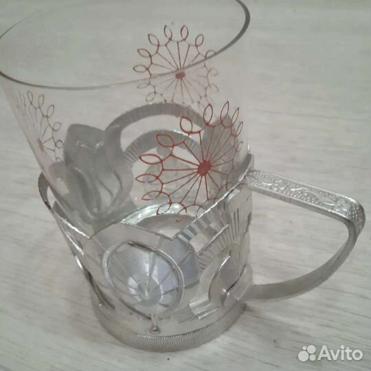 Винтажный подстаканник с тонкостенным стаканом