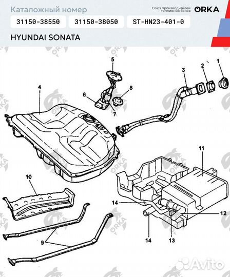 Топливный бак hyundai sonata