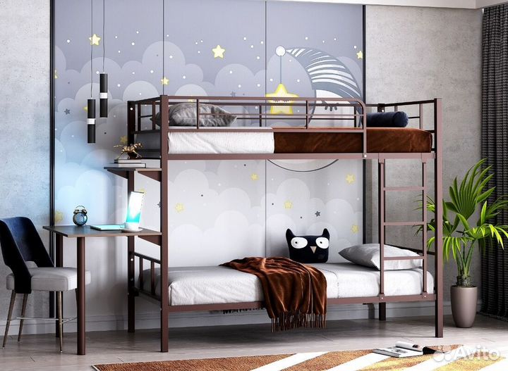 Двухъярусная кровать манеж с высокими бортиками