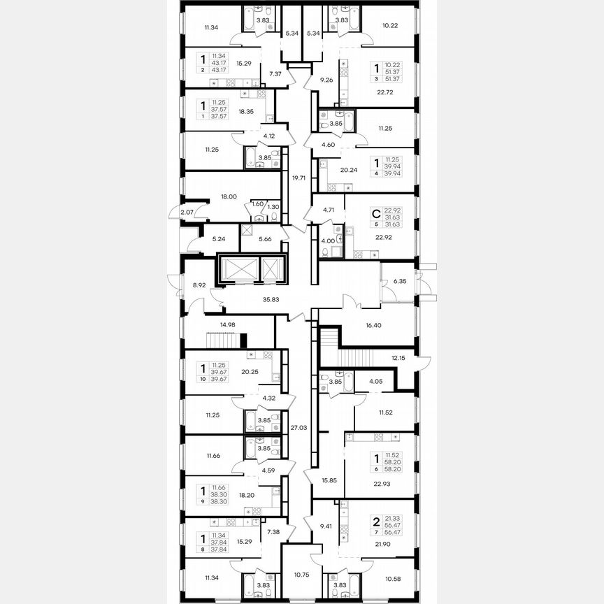 1-к. квартира, 51,4 м², 1/15 эт.