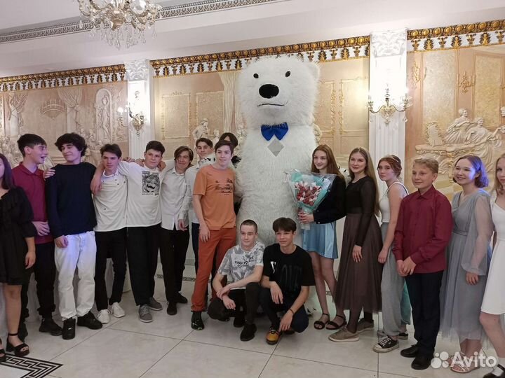 Белый мишка, поздравление, аниматоры