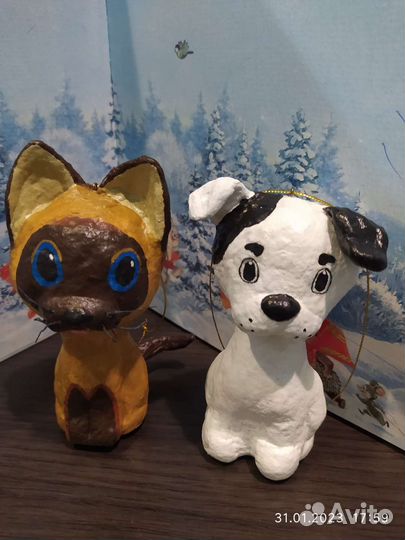 Елочные игрушки из ваты 