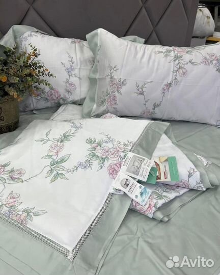 Белье постельное с одеялом премиум тенсель