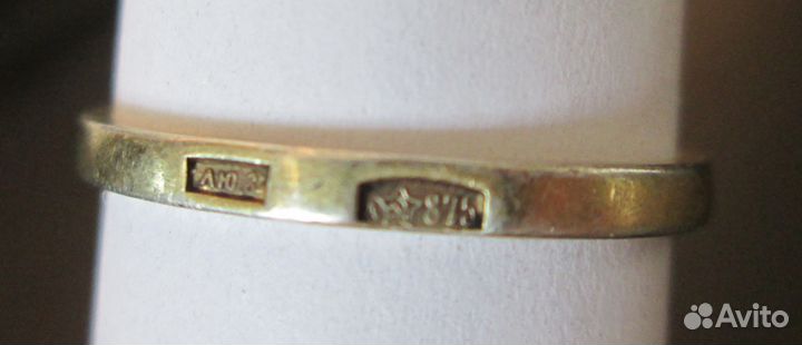 Советское кольцо позолота серебро 875, эмаль. СССР