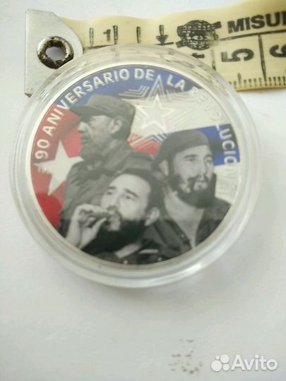 Посеребренная монета Фидель Кастро
