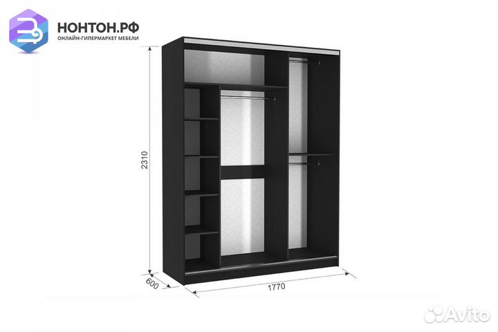 Шкаф-купе Бассо 7-600 яблоня дуб млечный