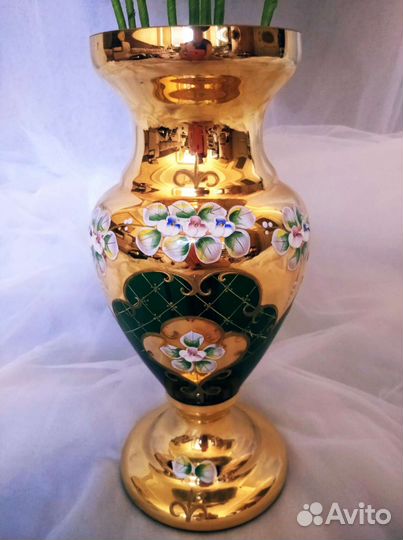 Ваза Чехия Bohemia Кобальт лепка оригинал новая