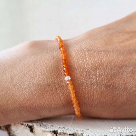 Сердолик браслет с сердоликом из бусин оранжевый