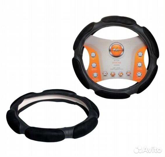 Оплетка на руль, спонжевая, черная, 38 см / m (awc