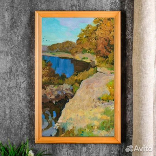 Осенний этюд северной реки маслом