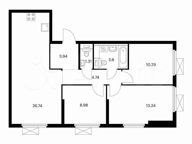 3-к. квартира, 72,8 м², 27/33 эт.