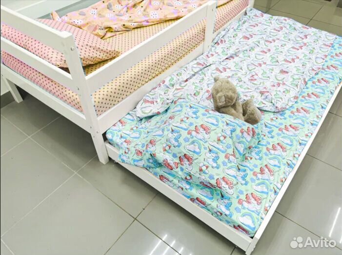 Кроватка Софа Выкатная берёза выдвижная от 2х лет