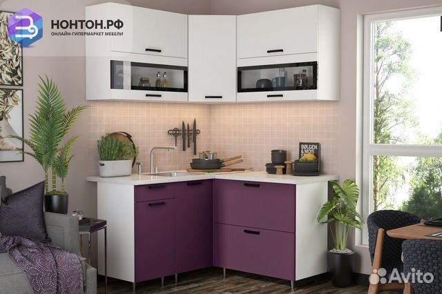 Кухня Техно 1.4 на 1.4 м компоновка №2 белый снег