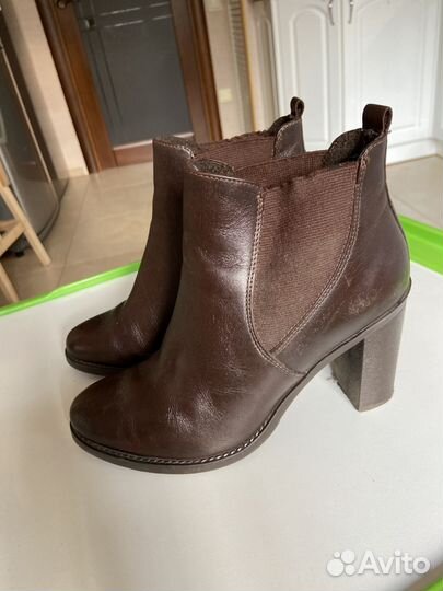 Женские ботильоны на каблуке,черные/коричневые 37