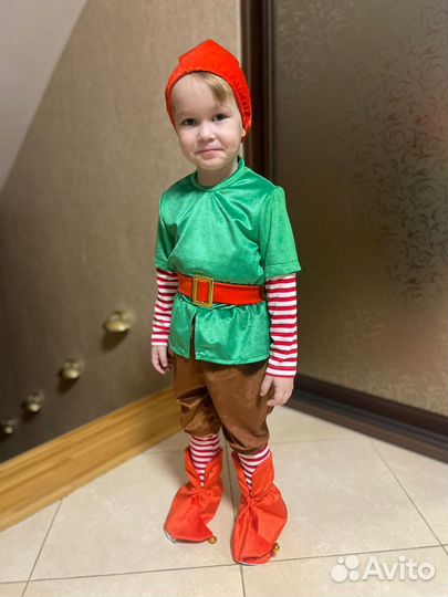 Новогодний костюм гнома для мальчика 104 110