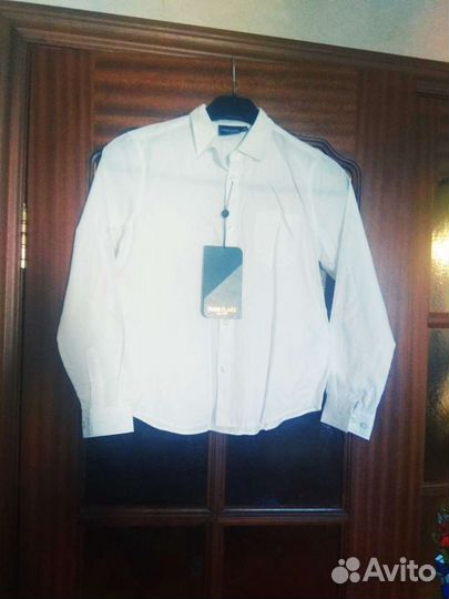 Новая белая рубашка 146 школа длин. рукав хлопок