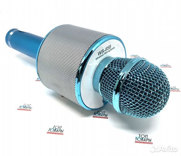Караоке-микрофон-колонка Wster голубой
