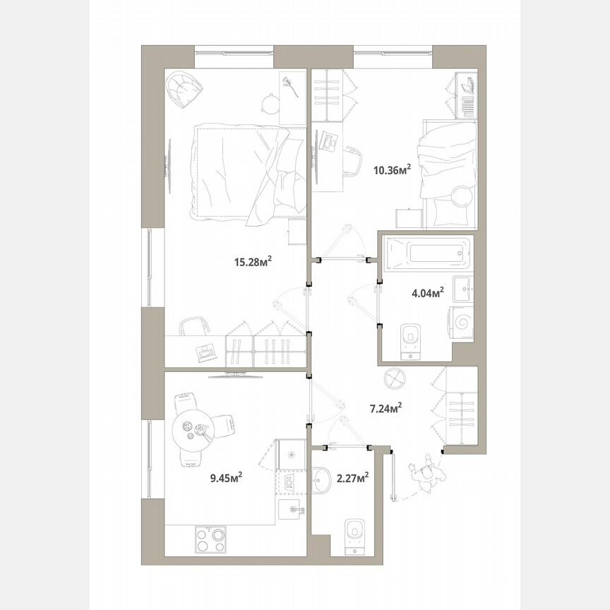 2-к. квартира, 48,6 м², 1/12 эт.