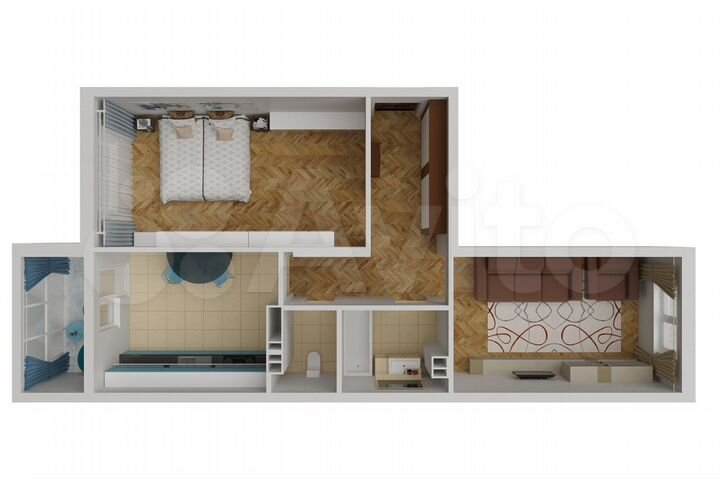 2-к. квартира, 57 м², 6/9 эт.