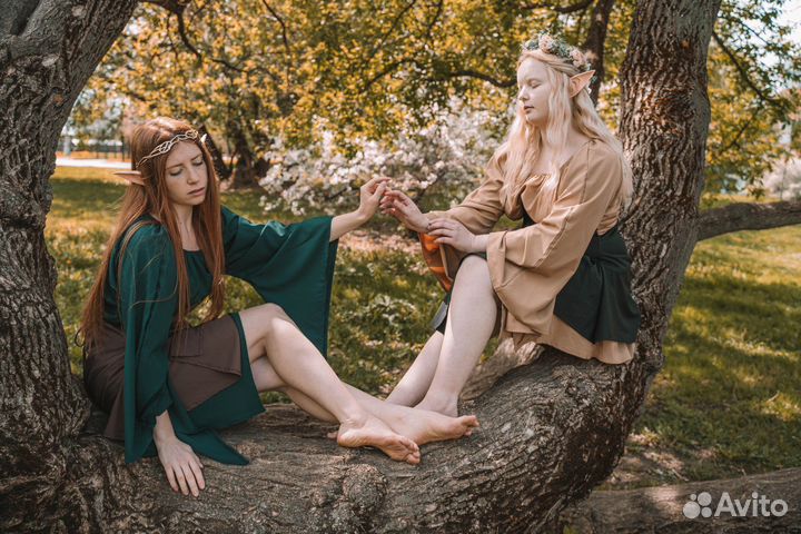 Костюм эльфа деодема платье уши