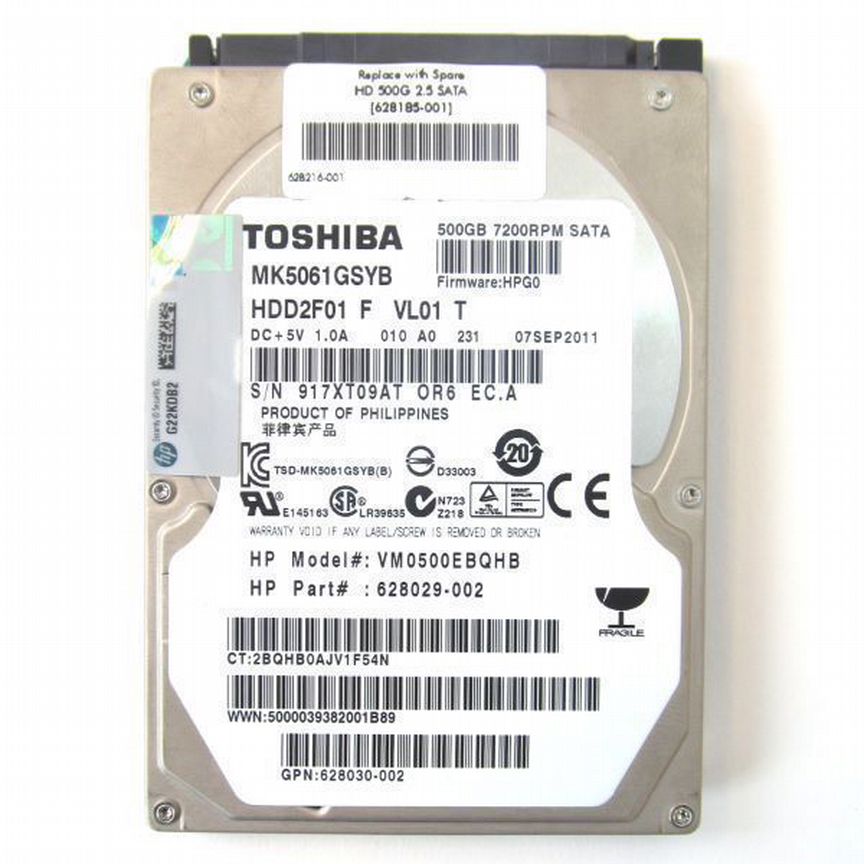 [628185-001] Жесткий Диск Hp 500gb Sata2 2,5" Hdd 628185-001