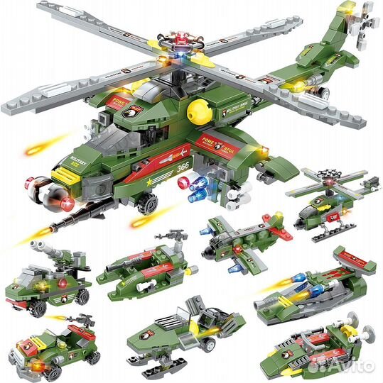 Конструктор вертолет военный 8 в 1 А366