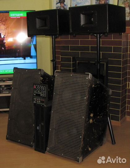 Колонки FA 2100W Рупоры Сабы Усилок Микшер Треноги