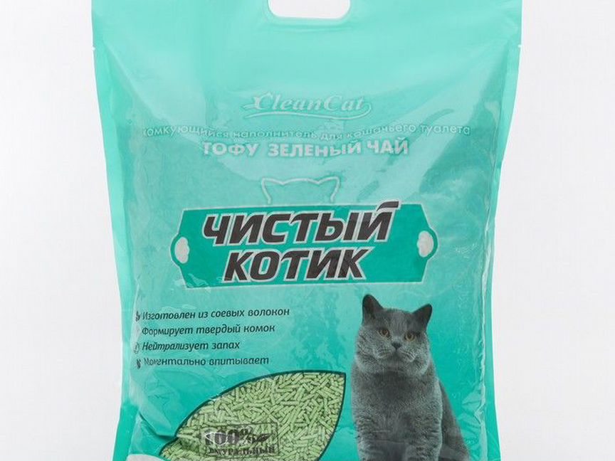 Наполнитель "Чистый Котик" Тофу, 12л, зелёный чай