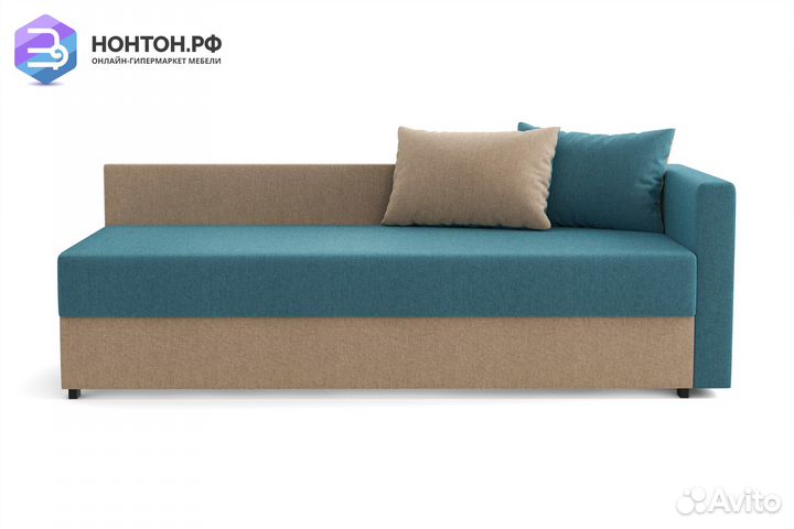 Диван Мальта синий / темно-бежевый