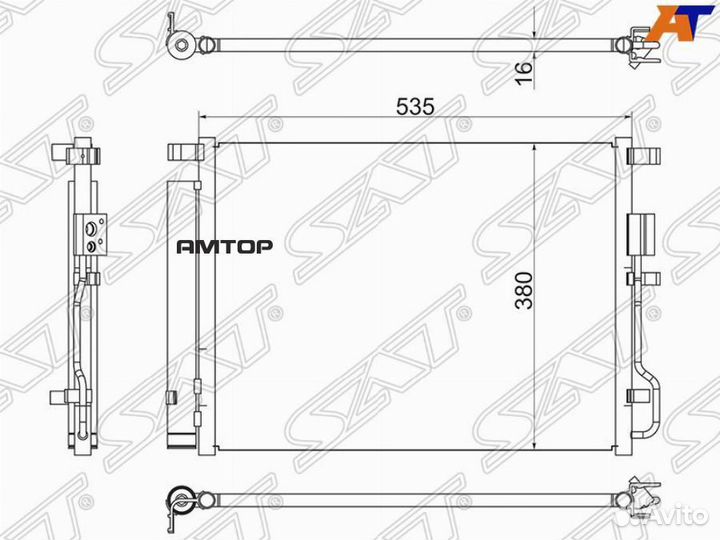SAT ST-HY15-394-0 Радиатор кондиционера Hyundai Tu