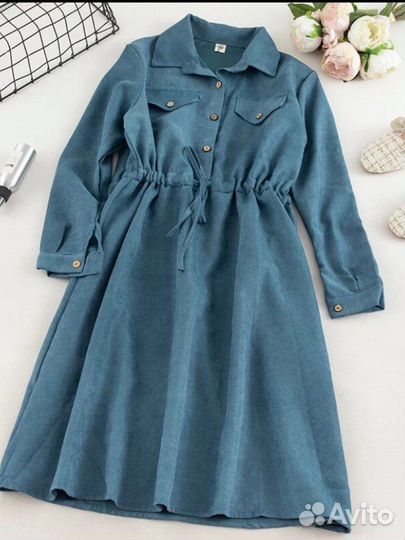 Платье рубашка вельветовое