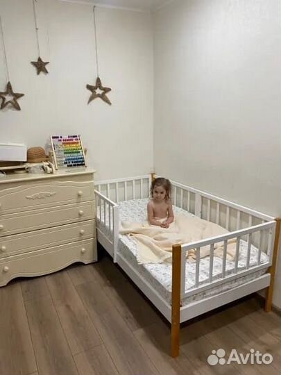 Кроватка высокий борт детская Лисенок берёза