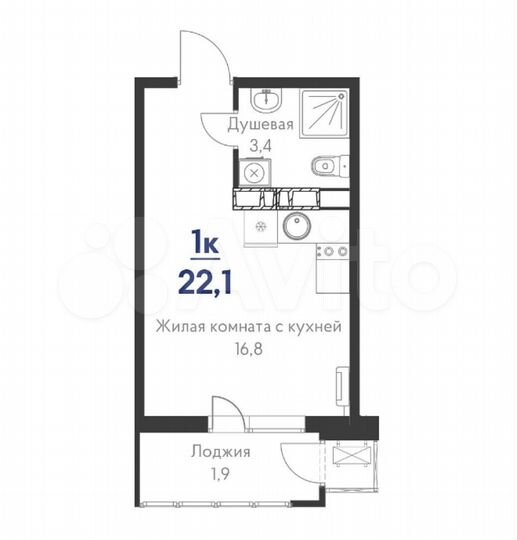 Квартира-студия, 25 м², 19/24 эт.