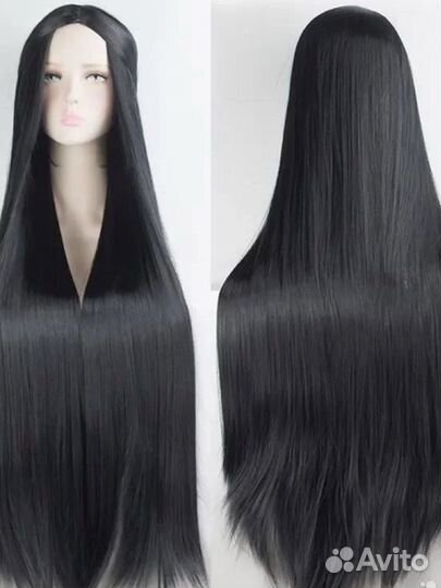 Черный парик длинный прямой без челки 100+ см
