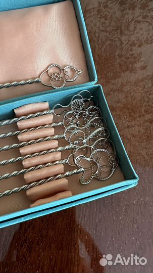 Ложки десертные, винтаж,техника скань, СССР, 7 шт