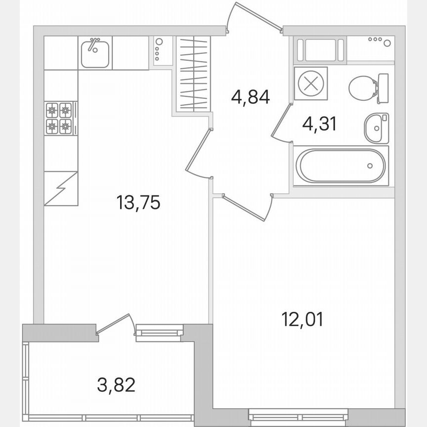 1-к. квартира, 36,8 м², 4/8 эт.