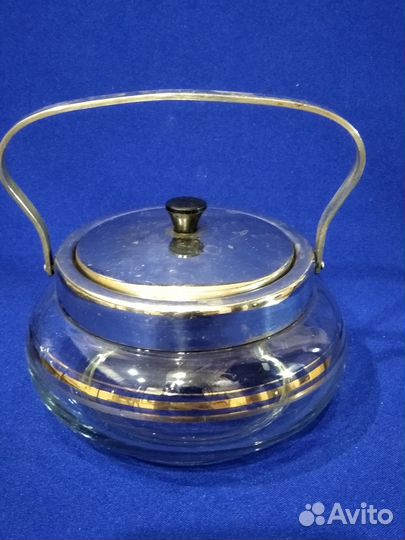 Сахарница СССР. Мельхиор. Позолота