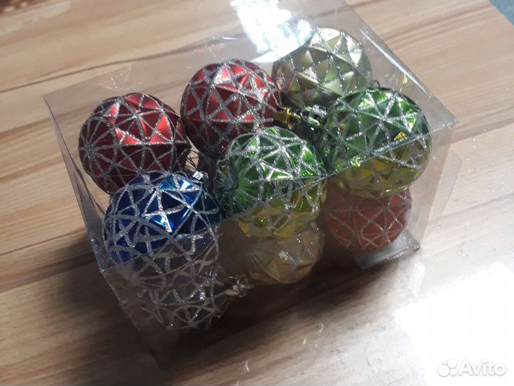 Новогодние игрушки пластик 12 шт