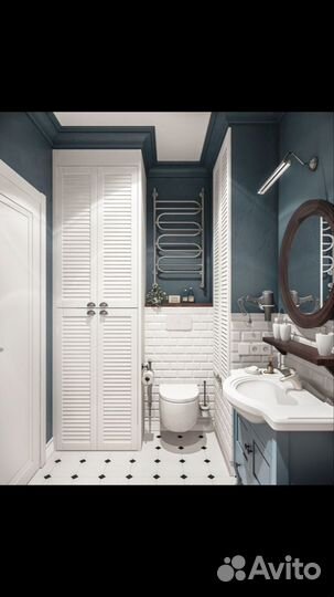 Шкаф с жалюзийными дверьми в санузел