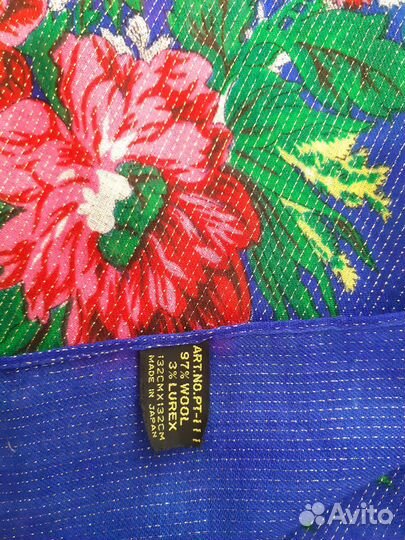 Платок с люрексом Японский. Винтажный. 132х132