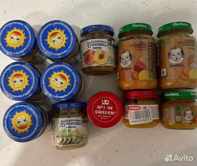 Пюре детское гербер, семпер, бабушкино лукошко
